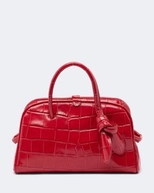 Jacquemus Turismo Small Croc-Effect Leather Bowling Bag - Red