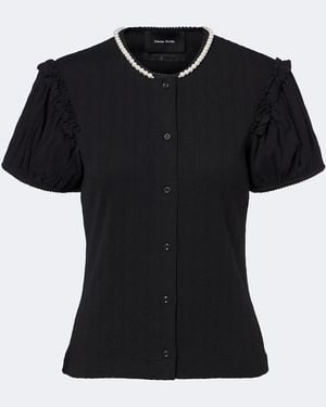 Simone Rocha Embellished Pointelle Cotton Cardigan - Black