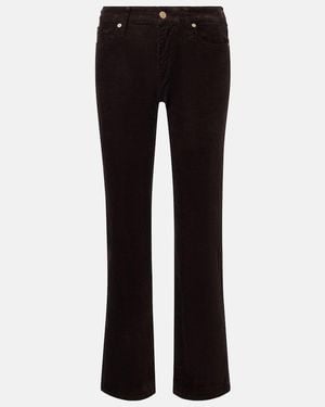 7 For All Mankind Calie Straight Cotton-Blend Cordury Flared Trousers - Black