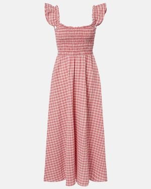 Faithfull the Brand Eudora Checked Cotton Midi Dress - Pink