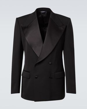 Dolce & Gabbana Wool And Silk-Blend Tuxedo Jacket - Black