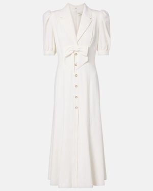 Alessandra Rich Wool-Blend Crepe Midi Dress - White