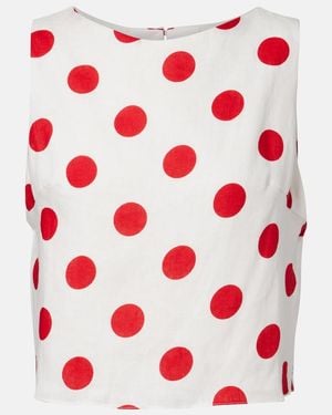 Cala De La Cruz Avelino Polka-Dot Linen Crop Top - Red