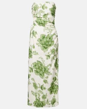 SIR. Gardella Cutout Floral Linen Midi Dress - Green