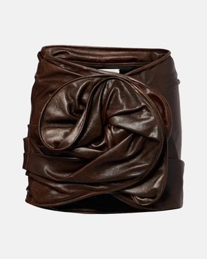 Magda Butrym Gathered Leather Miniskirt - Brown