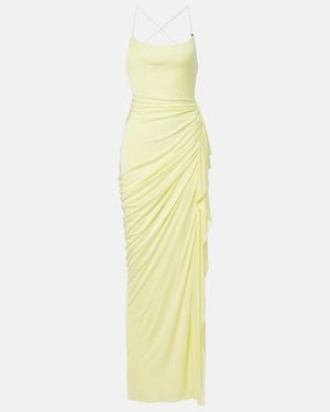 Versace Medusa Draped Jersey Gown - Yellow