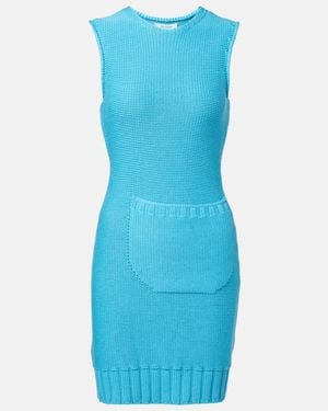 JW Anderson Knitted Cotton And Wool Minidress - Blue