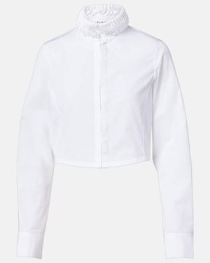 Alaïa Cropped Cotton Poplin Shirt - White