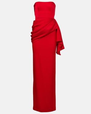 Alex Perry Draped Crepe Satin Gown - Red