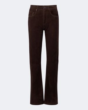 Arma Suede Straight Pants - Brown