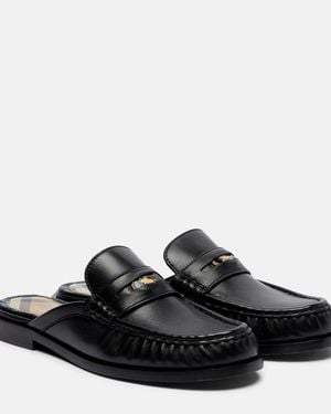 Burberry Leather Mules - Black
