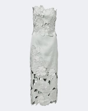 Costarellos Nikola Guipure Lace Midi Dress - Gray