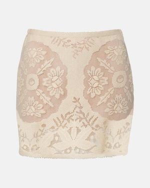 Valentino Floral Cotton-Blend Miniskirt - Natural