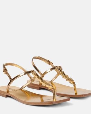 Versace Metallic Leather Thong Sandals - Brown