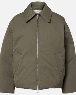 Bottega Veneta Intrecciato Leather-Trimmed Down Jacket - Green