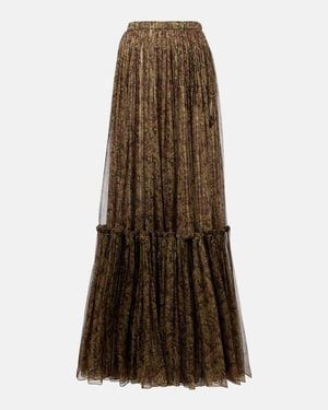 Saint Laurent Maxirock Aus Einem Seidengemisch - Braun