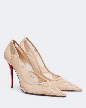 Christian Louboutin Miss Z Leather-Trimmed Lace Court Shoes - Natural