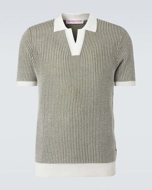 Orlebar Brown Horton Crochet Cotton Polo Jumper - Grey