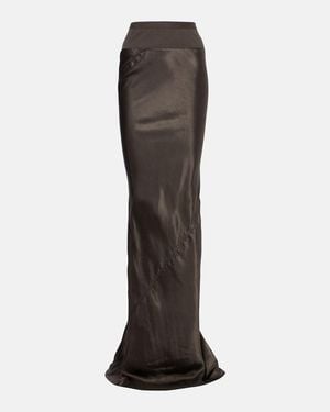 Rick Owens Satin Maxi Skirt - Brown