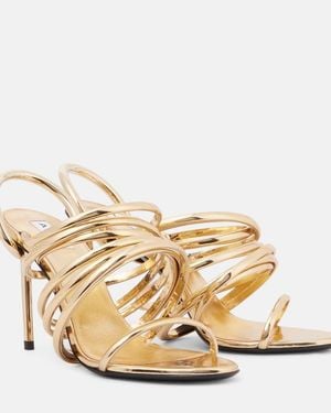 Alaïa Strappy 90 Heeled Designer Leather Sandals Uk3 Eu36 - Metallic