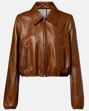 Gucci Leather Bomber Jacket - Brown
