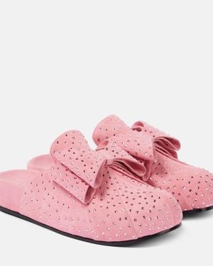 Mach & Mach Le Cadeau Embellished Suede Clogs - Pink