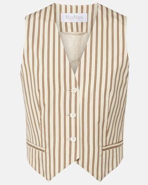 Max Mara Fauno Striped Cotton And Silk Vest - Natural