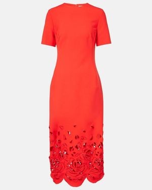 Oscar de la Renta Floral Cutout Cocktail Dress - Red