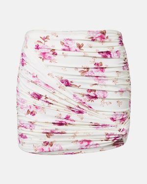 Magda Butrym Floral-Applique Ruched Miniskirt - Pink