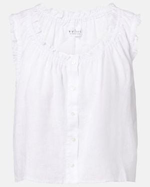 Velvet Tana Linen Top - White