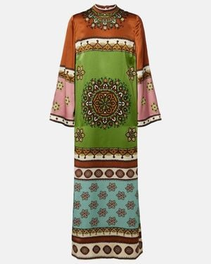 ALÉMAIS Contina Silk Maxi Dress - Green