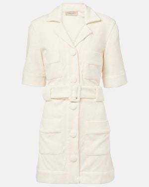 Adriana Degreas Belted Cotton-Blend Terry Minidress - Natural