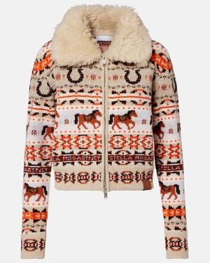 Stella McCartney Intarsia Virgin Wool Zip-Up Cardigan - Multicolor