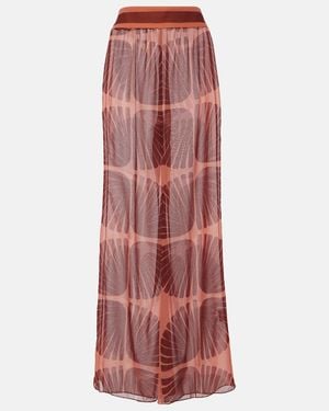 Johanna Ortiz Printed Georgette Wide-Leg Trousers - Red