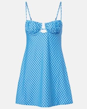 Montce Petal Plaid Minidress - Blue