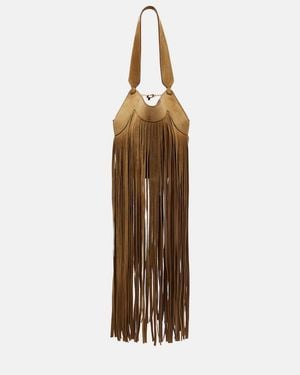 KHAITE Lotus Nano Fringed Suede Tote Bag - Metallic