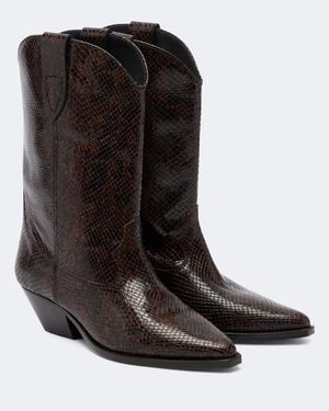 Isabel Marant Duerto Snake-Effect Leather Cowboy Boots - Black