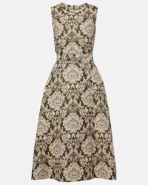 Max Mara Embellished Cotton-Blend Jacquard Midi Dress - Metallic