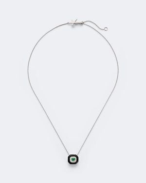 Nikos Koulis Oui 18Kt And Enamel Pendant Necklace With Emerald And Diamonds - White