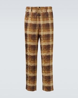 Dries Van Noten Checked Jacquard Straight Trousers - Natural