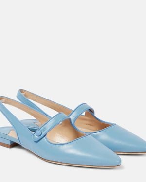 Manolo Blahnik Campariflatsli Leather Slingback Flats - Blue