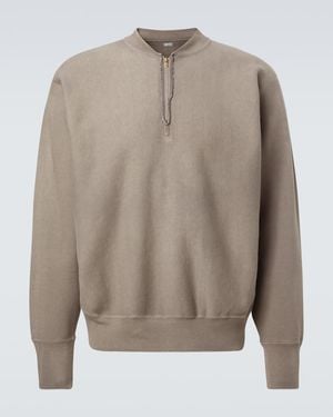A.PRESSE Vintage Cotton Jersey Half-Zip Sweatshirt - Gray