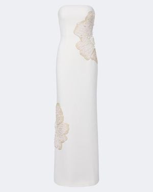 Rebecca Vallance Sequined Strapless Gown - White