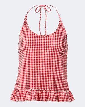 Montce Brooklyn Gingham Halterneck Top - Red