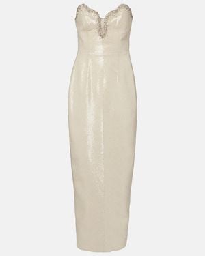 Clio Peppiatt Selene Embellished Bustier Gown - Natural