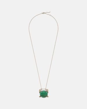 Yvonne Léon Crabe Coquillage 9Kt Pendant Necklace With Malachite And Diamonds - White