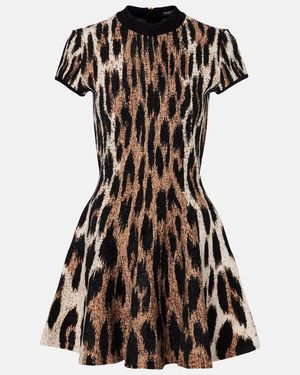 Balmain Leopard-Print Jacquard Minidress - Black
