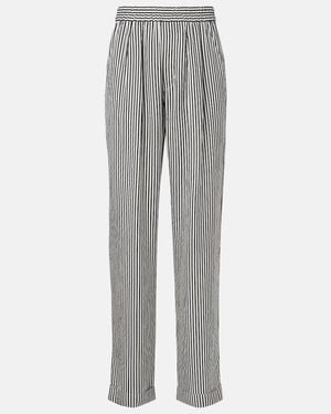 Tom Ford Striped Silk Straight Trousers - Grey