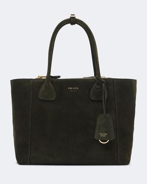 Prada Nova Large Suede Tote Bag - Black