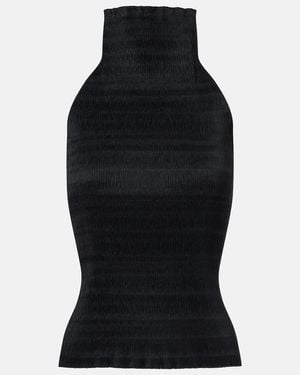 Magda Butrym Shirred Turtleneck Top - Black